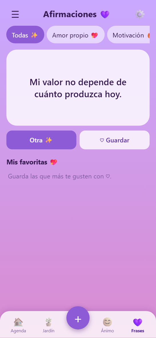 Pantalla de afirmaciones de Enfokla